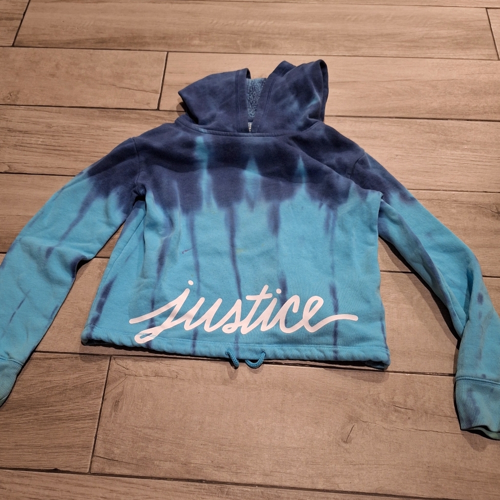 🍁Justice tie dye crop pullover hoodie🦋
